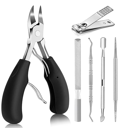 Cortaúñas para uñas gruesas, 6 unidades, cortaúñas grandes para uñas gruesas y encarnadas, podólogo, kit de cortaúñas de acero inoxidable súper