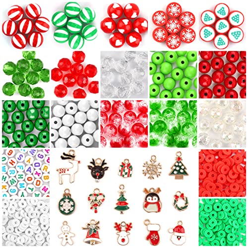 Kalolary Kit 685 Perline Natale Per Gioielli Fai-da-te: Acrilico, Argilla E Ciondoli A Tema. Crea Collane, Bracciali E Regali Unici.
