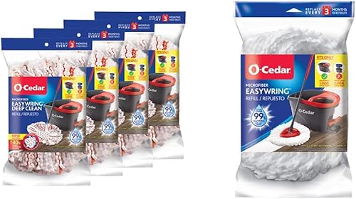 O-Cedar O-Cedar EasyWring - Recambio de limpieza profunda (paquete de 4) y sistema de cubo y recarga de microfibra EasyWring Spin Mop - Cedro disponible en Yaxa Venezuela