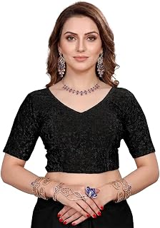 Bhochi Women's Readymade Saree Blouse – Round Neck, Half Sleeve, Stretchable Fabric, Ready to Wear Blouse for Saree Price In India