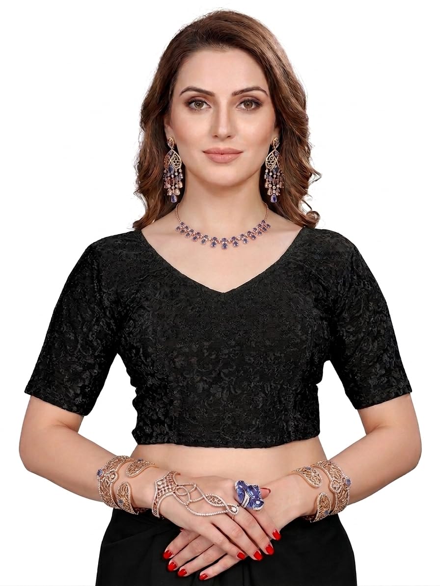 Bhochi Women's Readymade Saree Blouse – Round Neck, Half Sleeve, Stretchable Fabric, Ready to Wear Blouse for Saree - Review, Price and Buying Guide