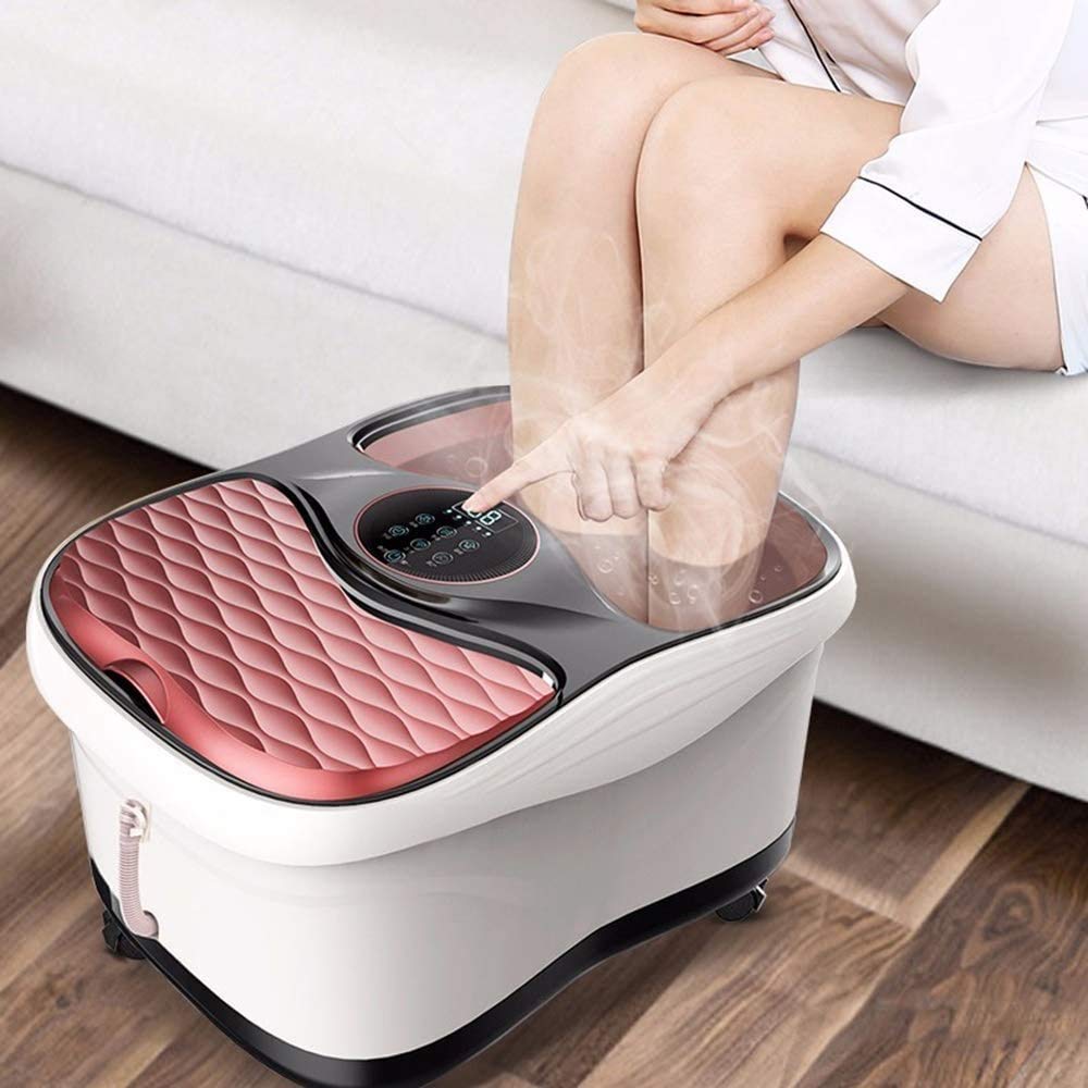 Masajeador de Spa de Baño 6 en 1 para Pies con Burbujas de Calor, Punto de Acupuntura de Masaje con Rodillo Shiatsu Motorizado, Conversión de Frecuencia, Temperatura de Tiempo Ajustable, Dos Personas