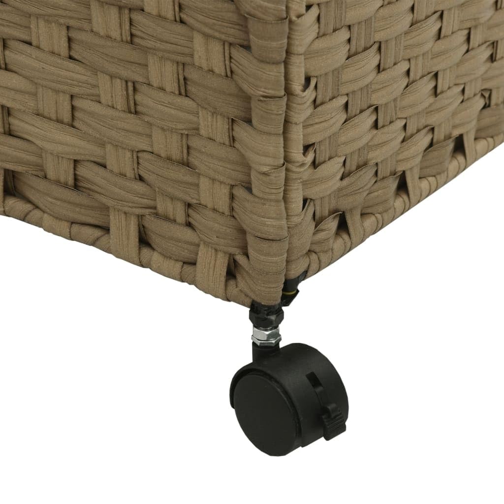 Kosz na pranie na kółkach 60 x 35 x 60,5 cm, rattanowy kosz na pranie z 3 przegródkami, do sortowania, do łazienki, mieszkania, ze składanym wzorem i 4 rolkami