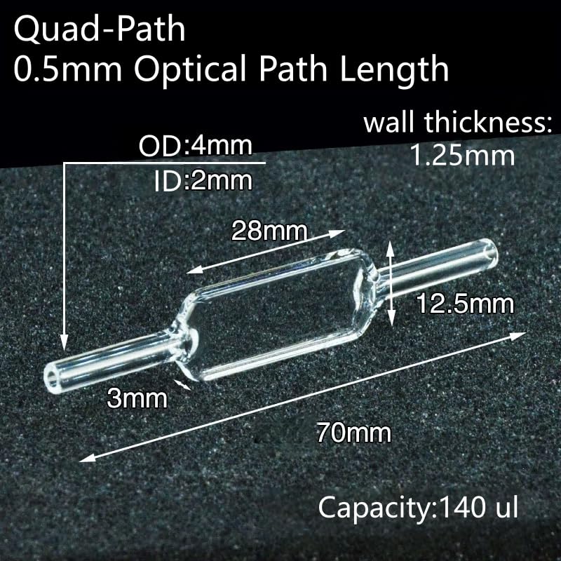 Quad-Path-Quarz-Durchflusszellenküvette – röhrenförmige Durchflussprobenkammer for die Spektroskopie(0.5mm Optical Path)