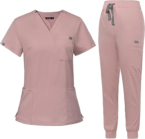 VIAOLI Conjunto de ropa quirúrgica para mujer, conjunto de camiseta médica y pantalón deportivo, ropa de trabajo, traje deportivo moderno y clínico,