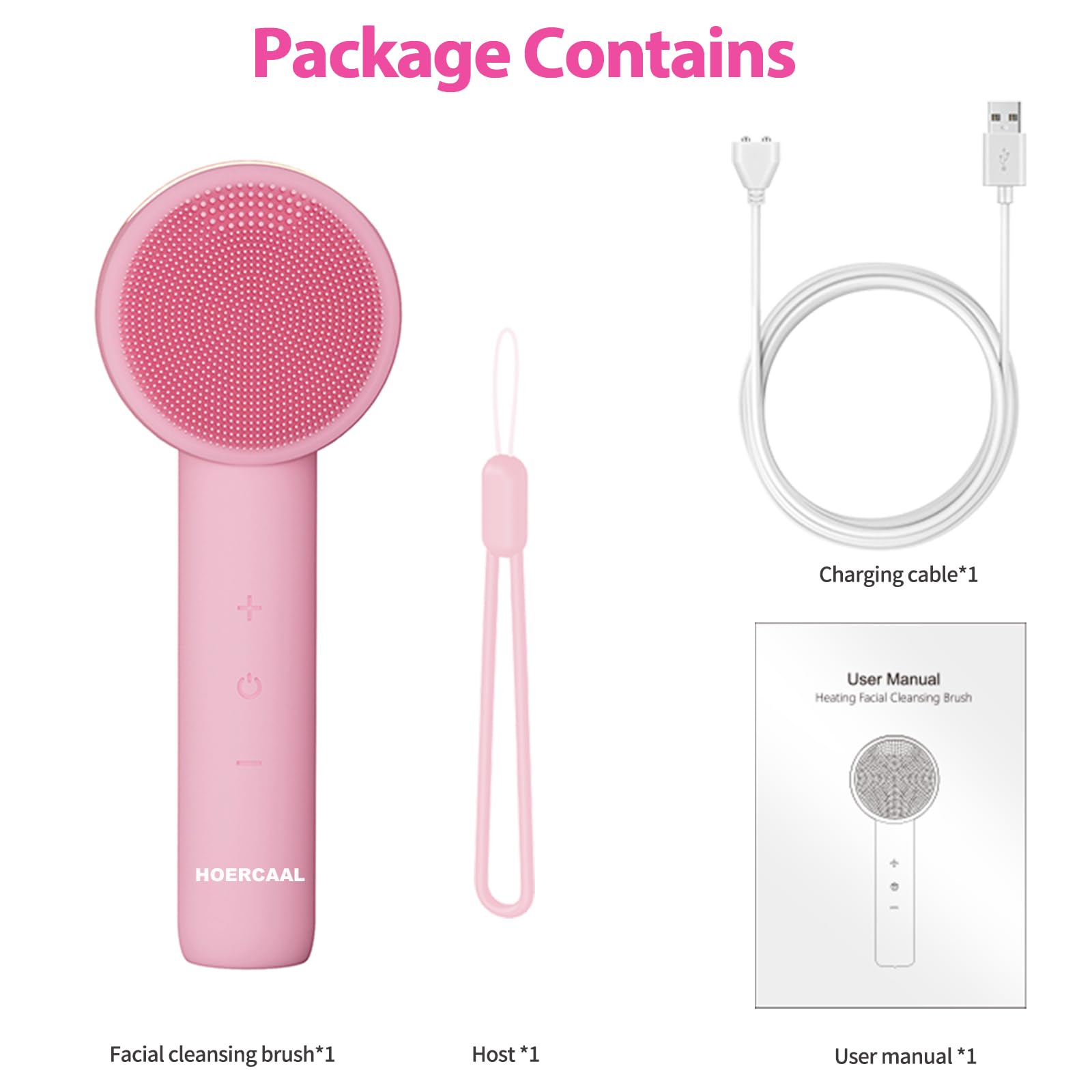 Cepillo de limpieza facial eléctrico - Limpiador facial de silicona recargable, limpiador vibratorio impermeable con 5 intensidades ajustables para limpieza profunda y exfoliación - Rosa