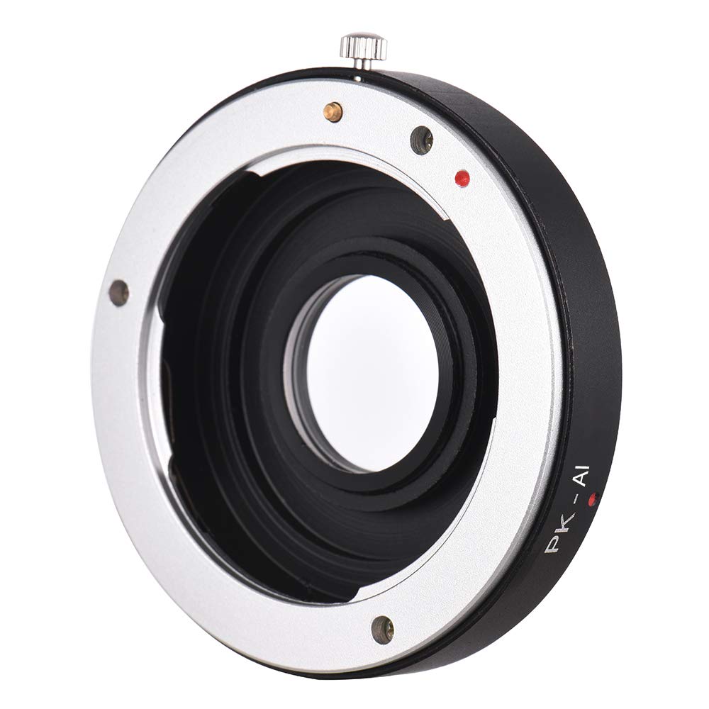 Adaptador de montaje de lente, anillo adaptador de montaje de lente PK-AI con vidrio óptico para lente Pentax K para adaptarse a cámara AI Body Focus