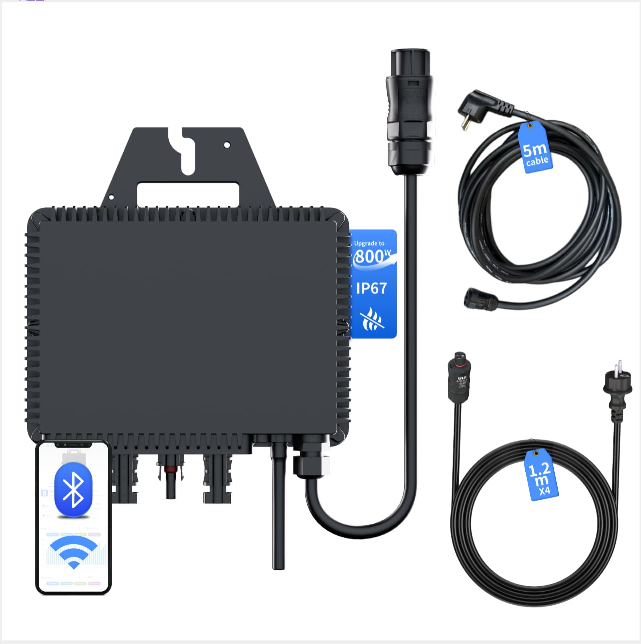 Zonne-Omvormer 800W MPPT Solar Grid Tie Micro Omvormer Grid Tie Inverter AC220V Met Wifi-Communicatie App-Monitor, Voor Fotovoltaïsch Systeem Zonne-Lading