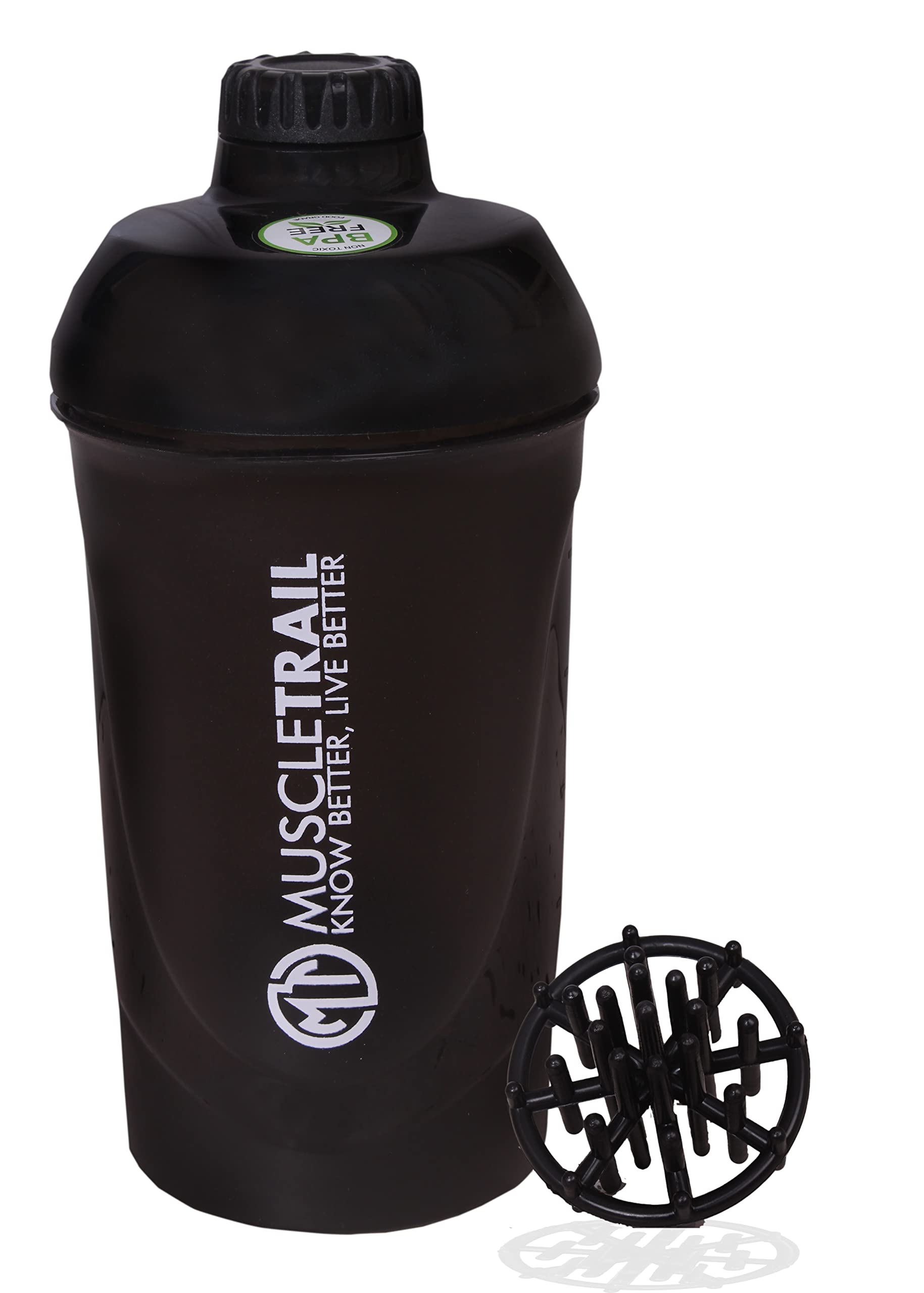 MUSCLETRAIL Gym Shaker Bottle 600ml, Bottles For Protein Shake 100% Leakproof Protein Shaker/Sipper, Ideal For Protein, Pre Workout Plastic Material (Transparent)