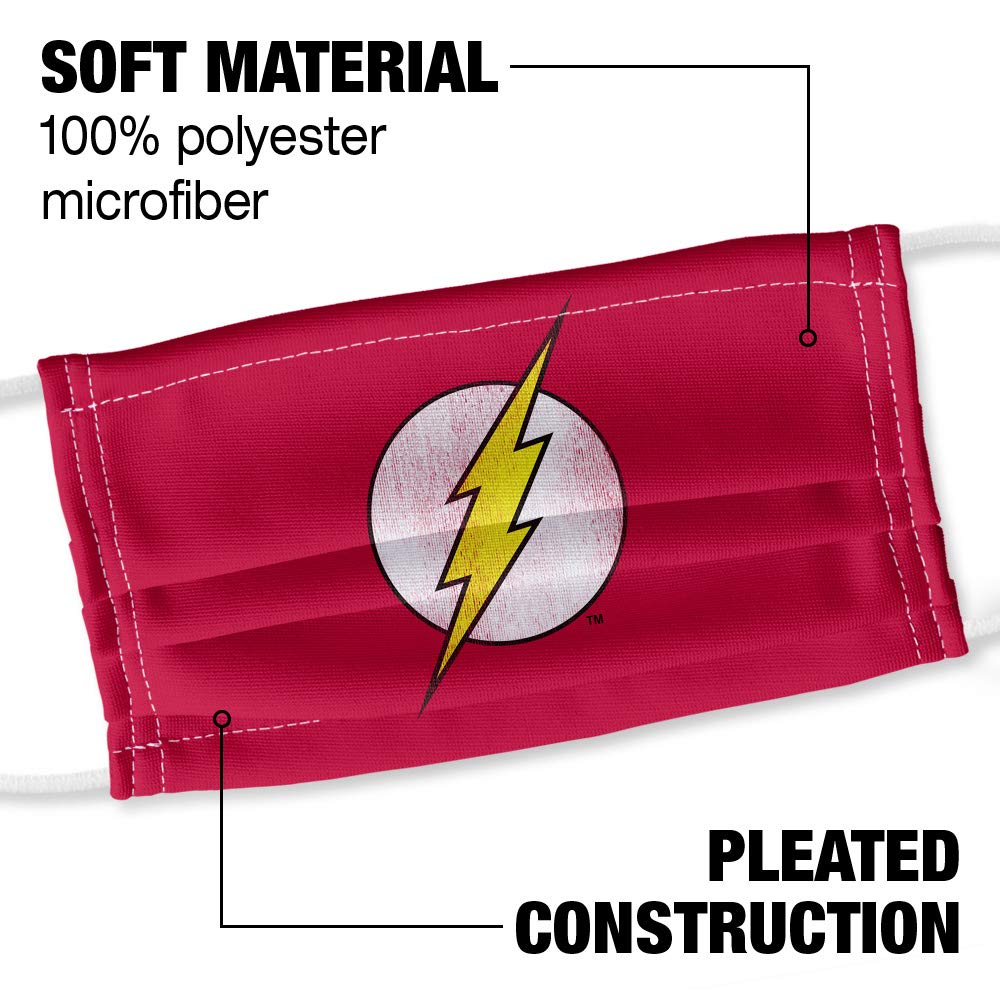 Popfunk The Flash Logo Distressed White & Yellow 1-Ply Reusable Face Mask Covering with Adjustable Nose Wire, Unisex