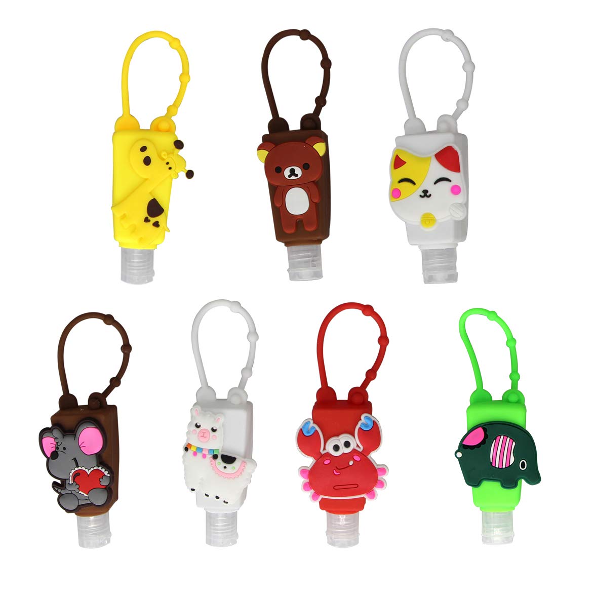 balaboom 7 Pack 1 oz Empty Bottles, Hand Sanitizer Holder