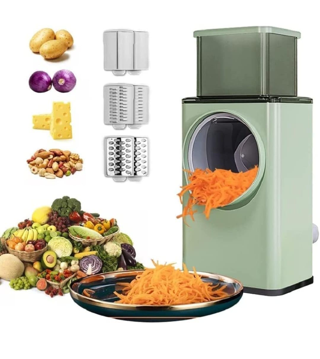 Vegetable Chopper and Slicer with Interchangeable Blades, Green-image-17