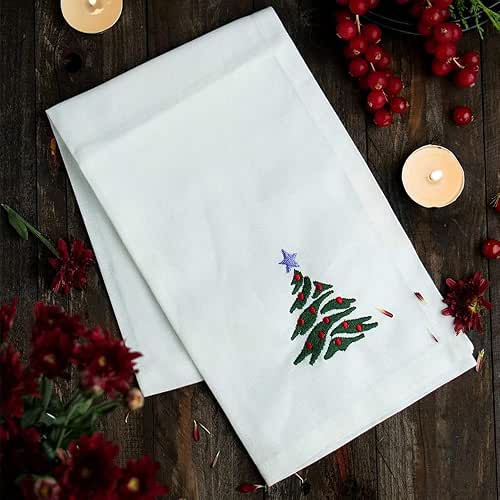 Christmas Cloth Napkins White Dining Table Dinner Napkins|Washable Cotton Napkins