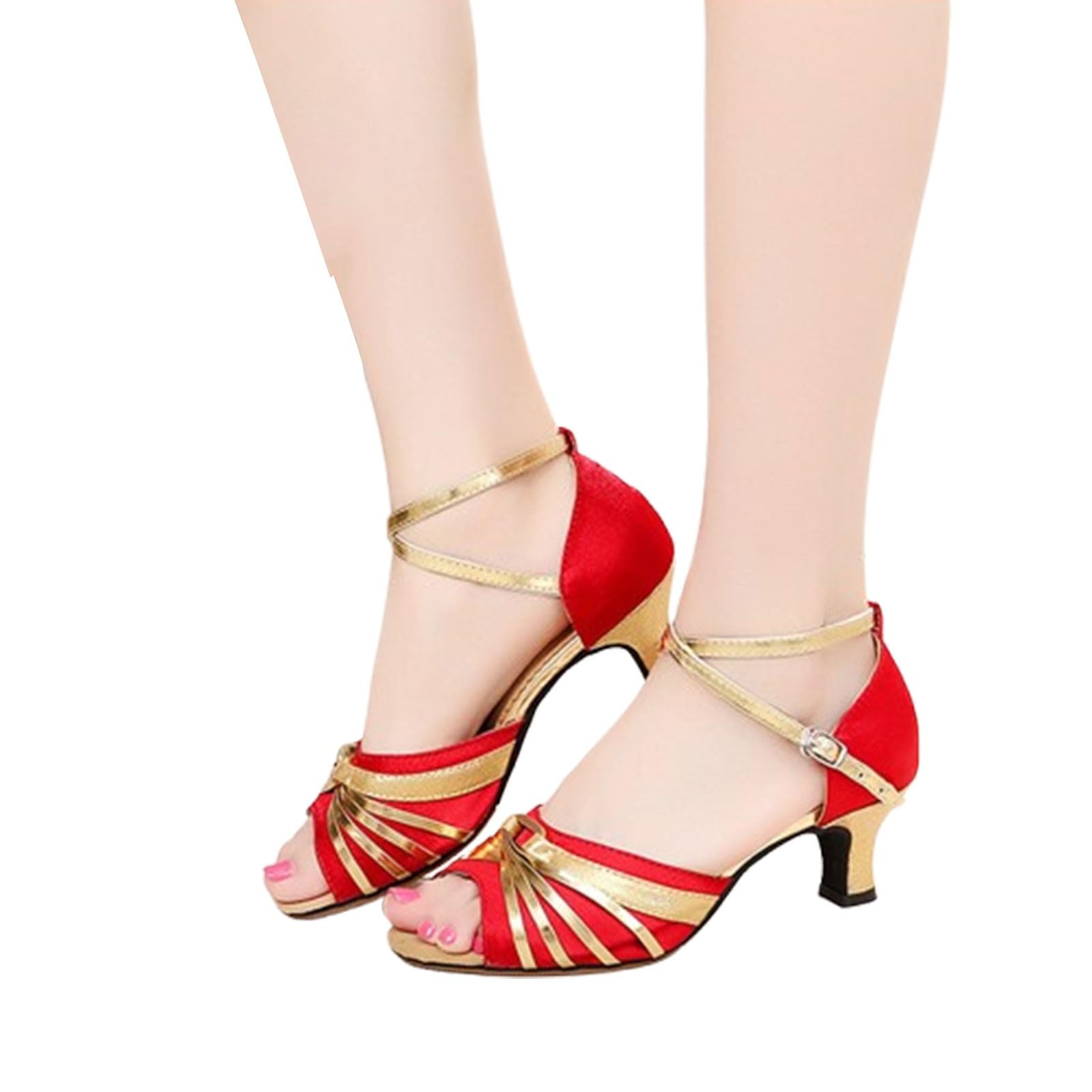 Sandali da ballo latino da donna, sandali con tacco da donna, stile versatile, alla moda, brillanti, sandali da ballo per matrimoni e feste, salsa, bachata, salsa, sandali aperti con fibbia regolabile