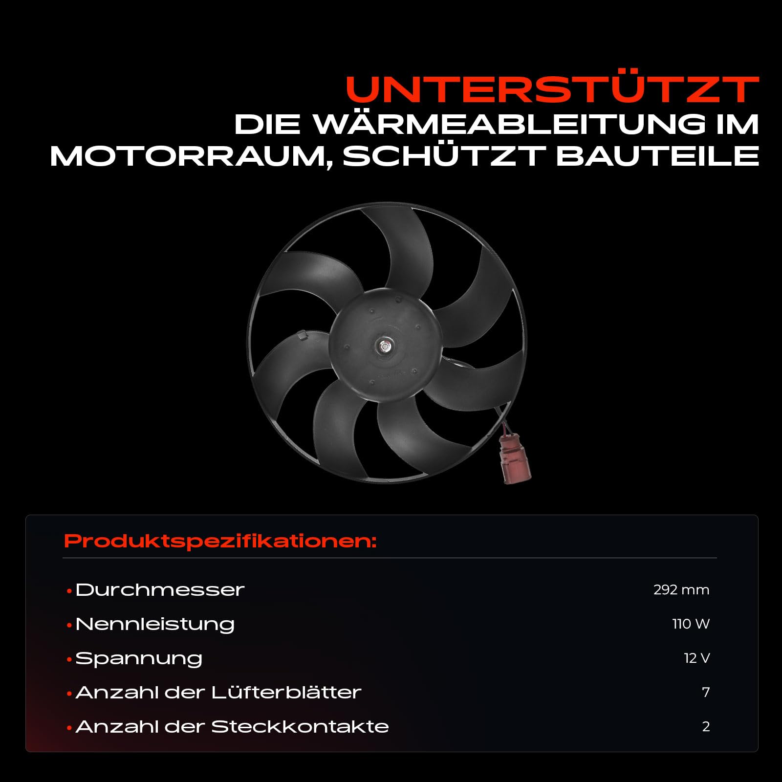 Frankberg Kühlerlüfter Motorkühlung 2-Polig 1K0959455CT