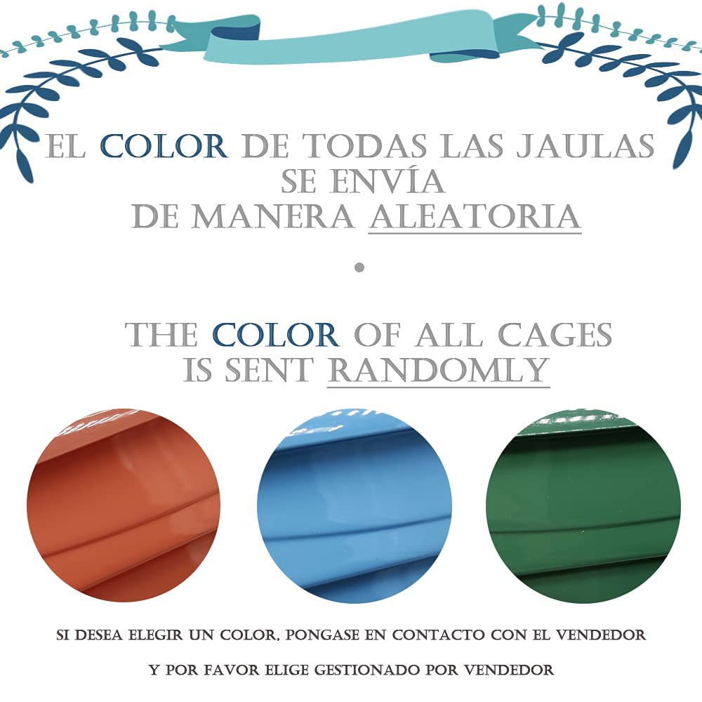 BPS Jaula Pájaros Metal con Comedero Bebedero Columpio Saltador Cubeta Color envia al Azar 30 x 23 x 39 cm BPS-1164