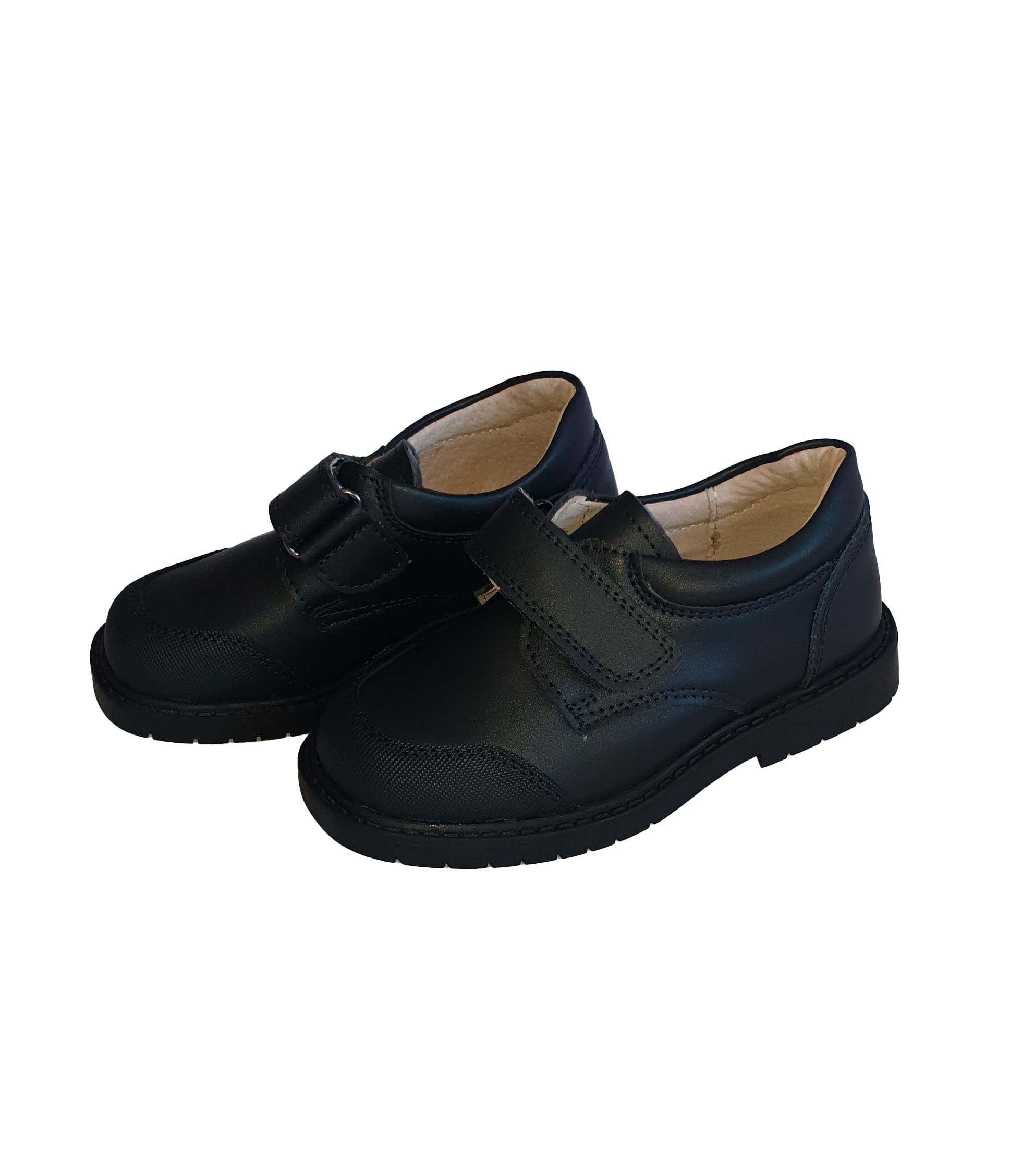 MAHAVIRA Zapato Infantil Mocasín Náutico de Piel con Velcro y Cierre Regulable - Revestimiento de Tela - Zapatos Transpirables para Niños - Suela Antideslizante - Suela de Goma Flexible Azul Marino