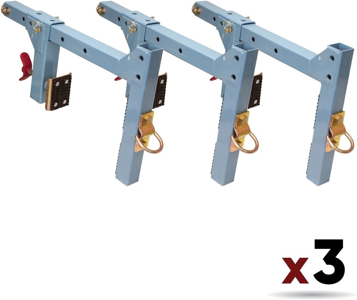 FallTech 7460A Multi-Purpose Parapet Anchor for Temporary Fall Arrest Anchorage fits Parapet Walls 1/2 to 15" Thick, No Fasteners Required, Blue (3 Pack)