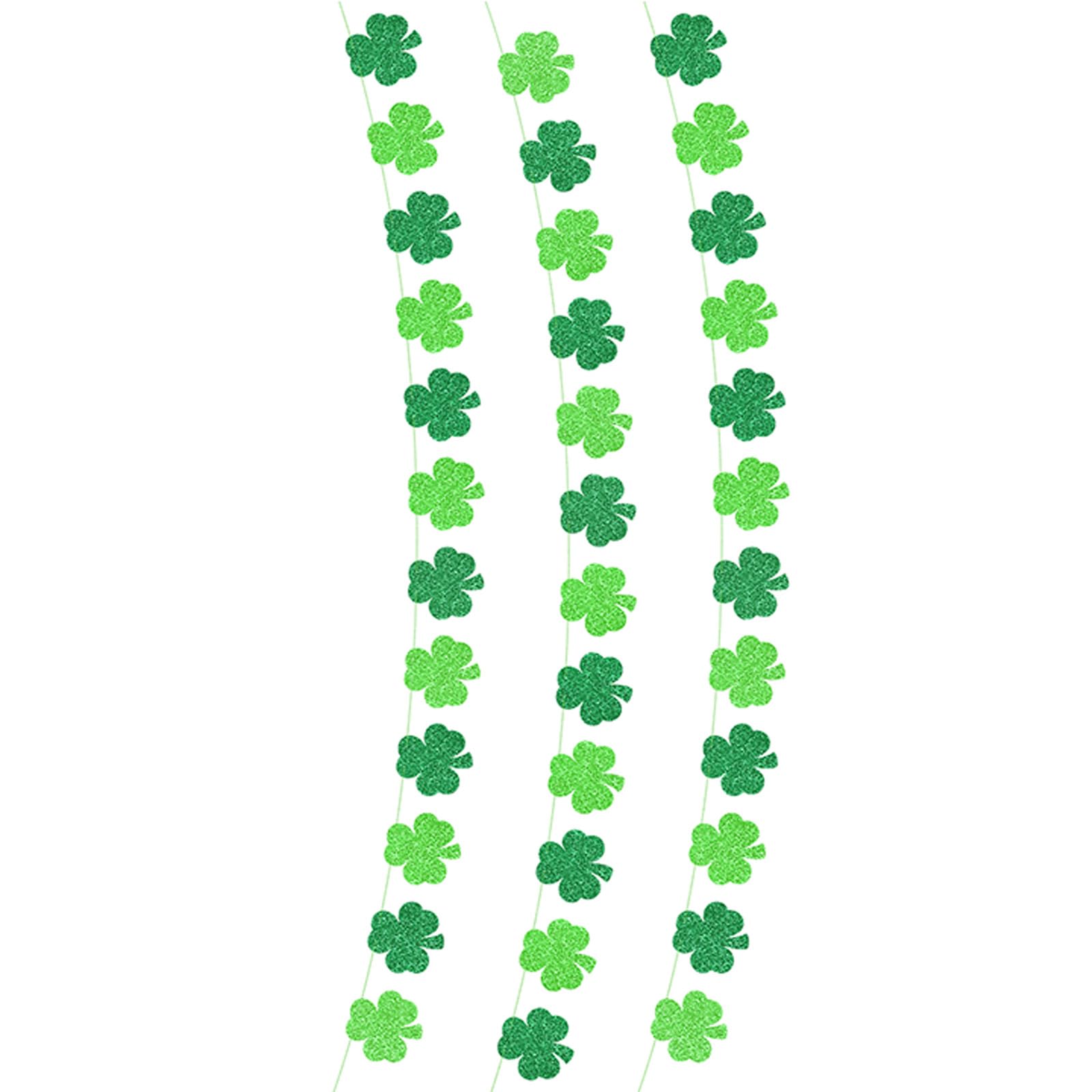LUCKGONI Double Side Glittering Paper Leaves Bunting Patricks Day Decoration for Wall Door Mantels Irish Festival Celebration