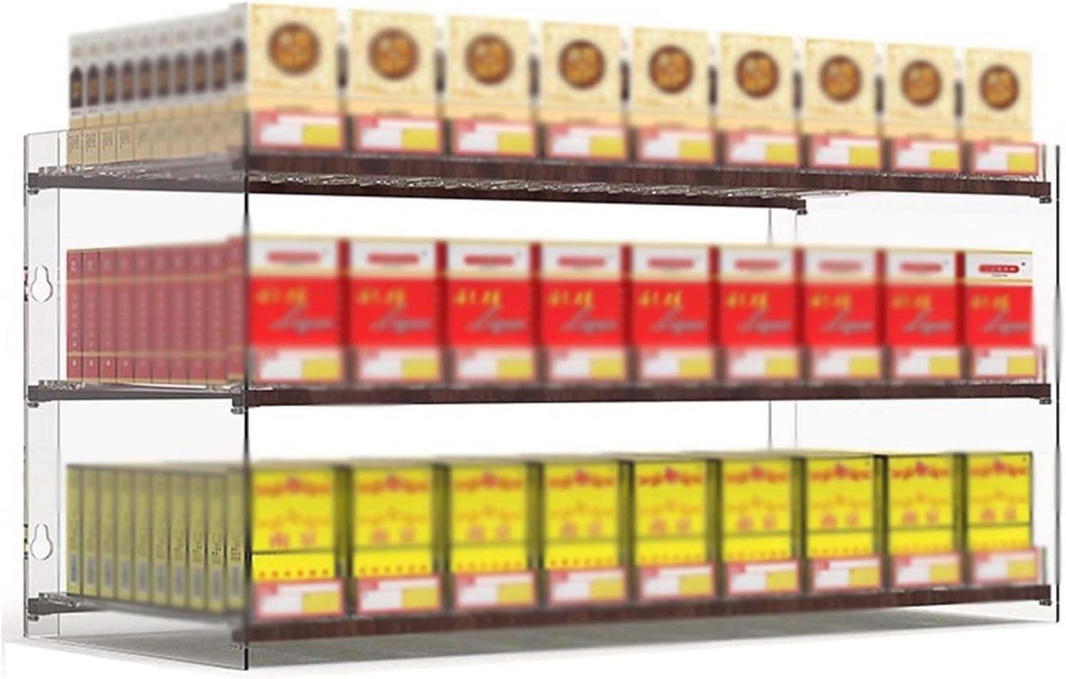 XPLKQXE Multi-Tier Clear Acrylic Case Shelf Retail Stand, Convenience Store Cigarette Cabinet Organizer, Cigarette Storage Display Holder Supermarket Checkout Counter(44.5x29x35.1cm)