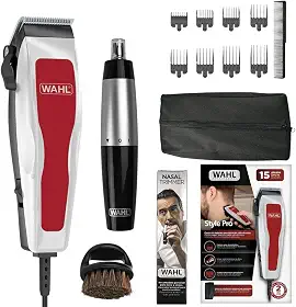 Kit Máquina De Cortar Cabelo 220V Com Aparador Nasal E Escova Para Uso Doméstico Masculino