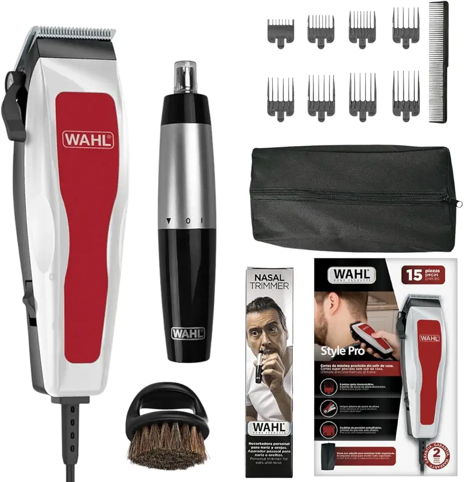 Kit Máquina De Cortar Cabelo 110V Com Aparador Nasal E Escova Para Uso Doméstico Masculino