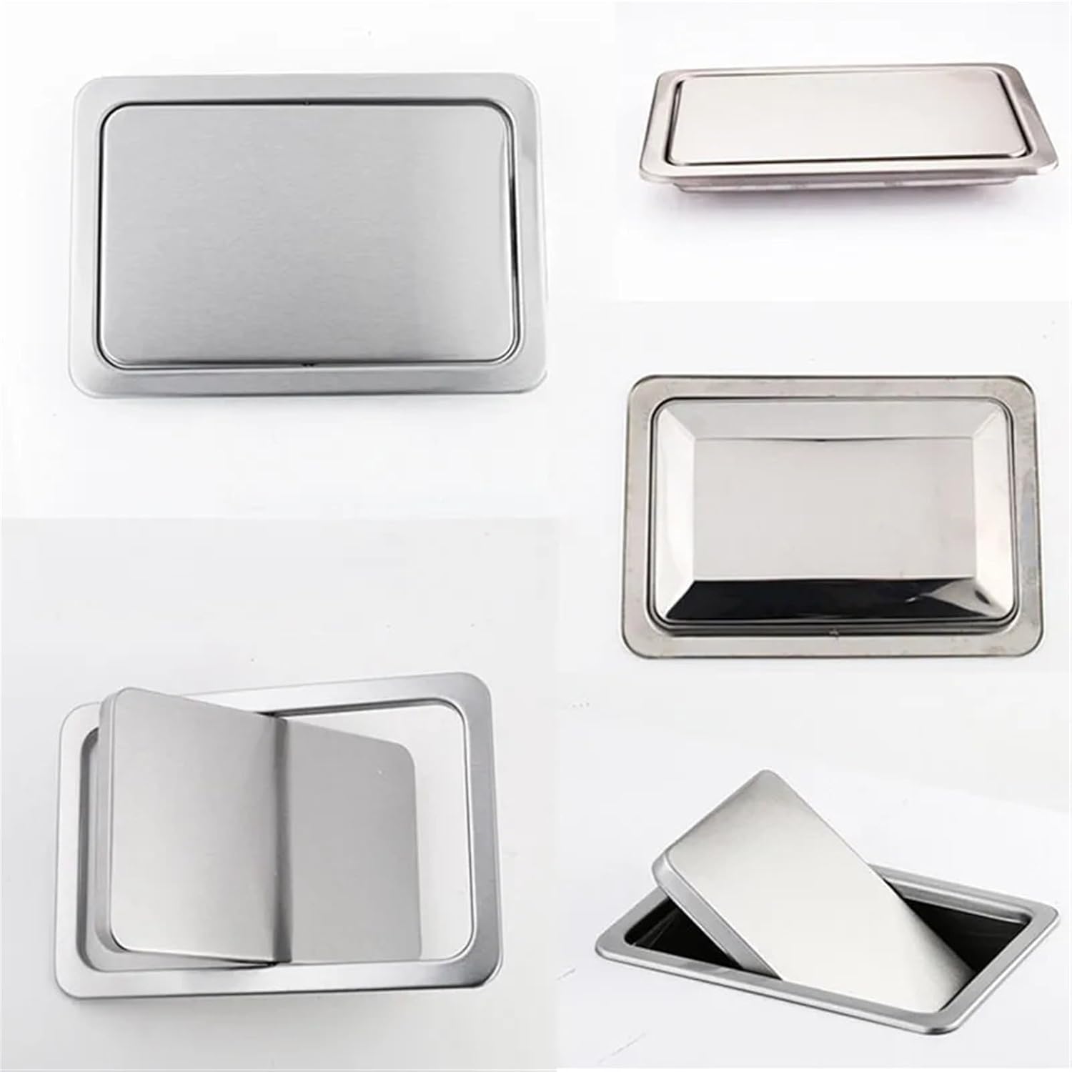 Built-in Dustbin Lid Stainless Steel Recessed Built-in Balance Swing Flap Lid Cover Trash Bin Garbage Can Kitchen Counter Top,27x18.5mm