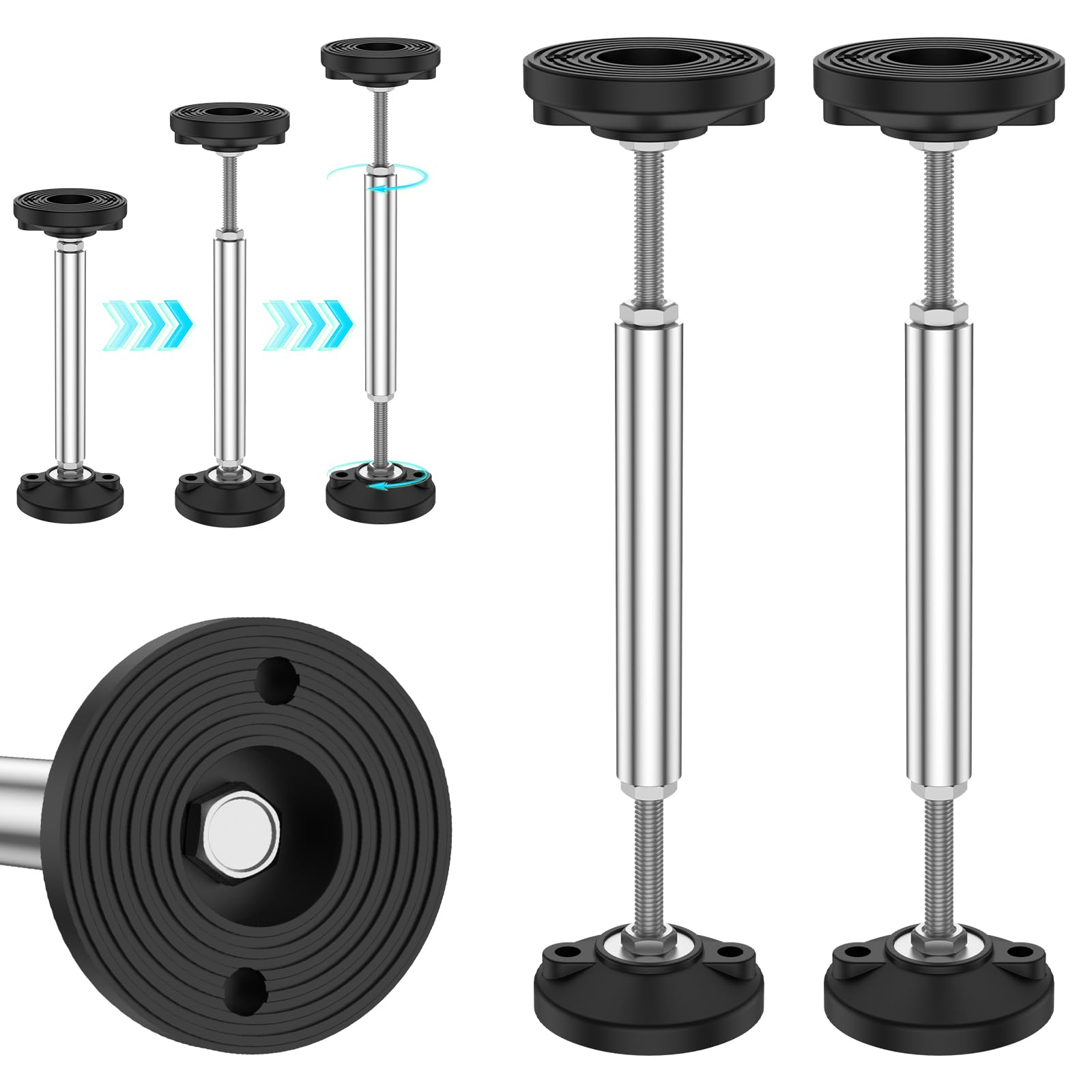 2Pcs Telescopic Support Rod, 24-37cm Adjustable DIY Stainless Steel Folding Desk Legs Kitchen Worktop Loft Legs Cabinet Support Pole 300kg Weight Capacity for Furniture Table Coffee