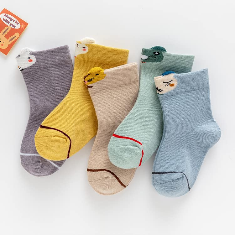 Image of Colourful Socks for Kids, Crew length, Soft Pure Cotton, Lightweight & Breathable, 1 to 9 Years, Pack of 5, Designer socks