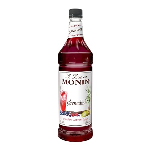 Monin - Jarabe de granadina, deliciosamente dulce, aroma a arándano y frambuesa, sabores naturales, ideal para cócteles, cócteles sin alcohol y