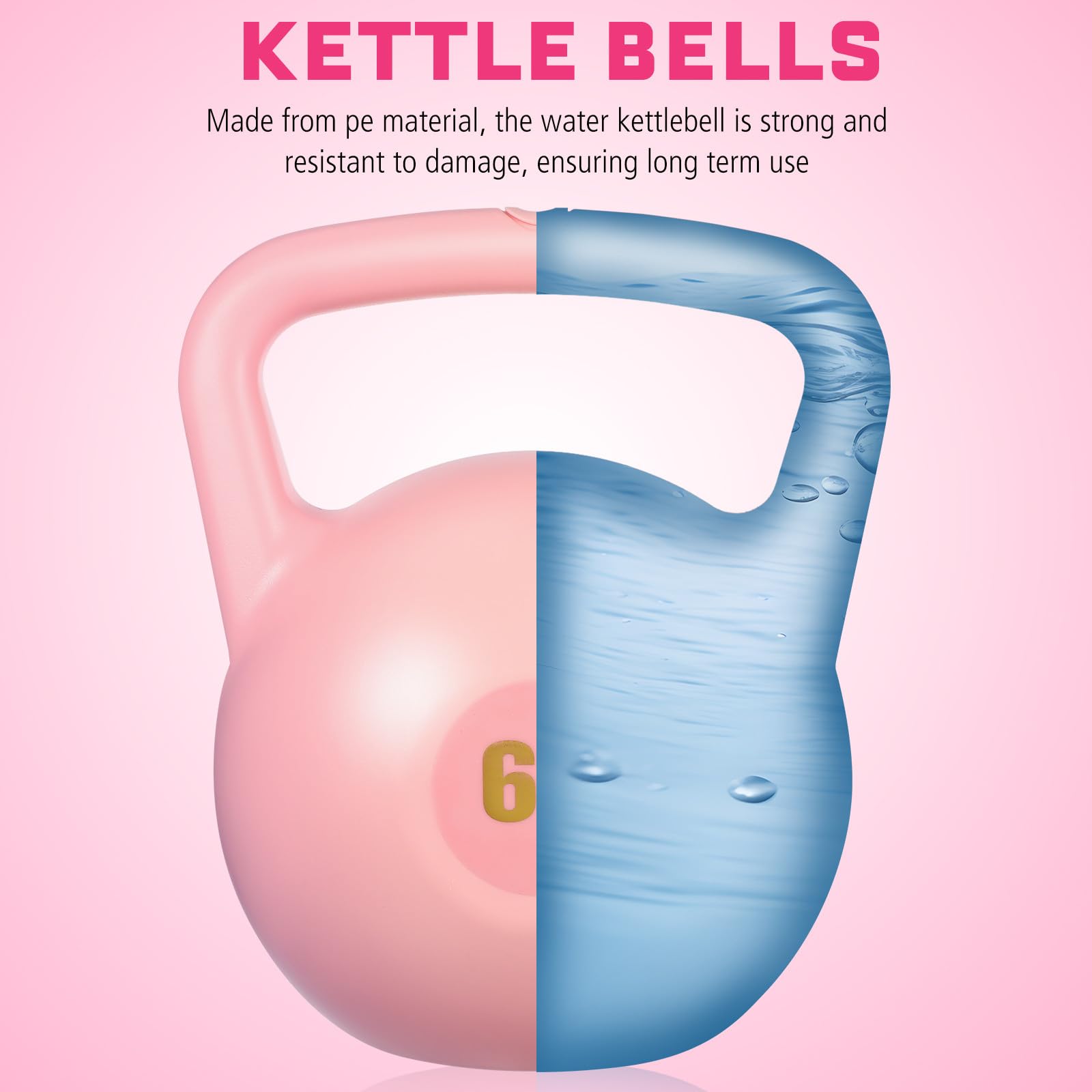Wassergefüllte Kettlebell 6kg Rosa für Krafttraining Unterwegs