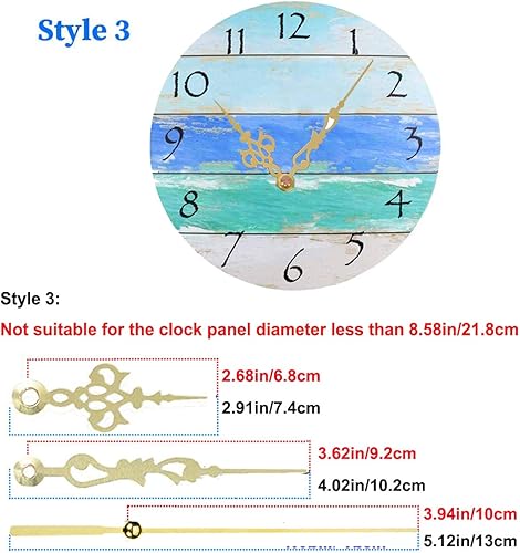 Miniatura 5 de HILLHOME Mecanismo de movimiento de reloj de pared de cuarzo con manos sin tictac, funciona con pilas, piezas de repuesto con 3 pares diferentes de