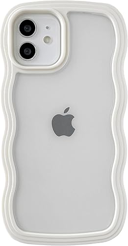 Miniatura 10 de Caseative Funda para iPhone 12, bonita forma de marco ondulado rizado, a prueba de golpes, suave, compatible con iPhone (negro, iPhone 12)