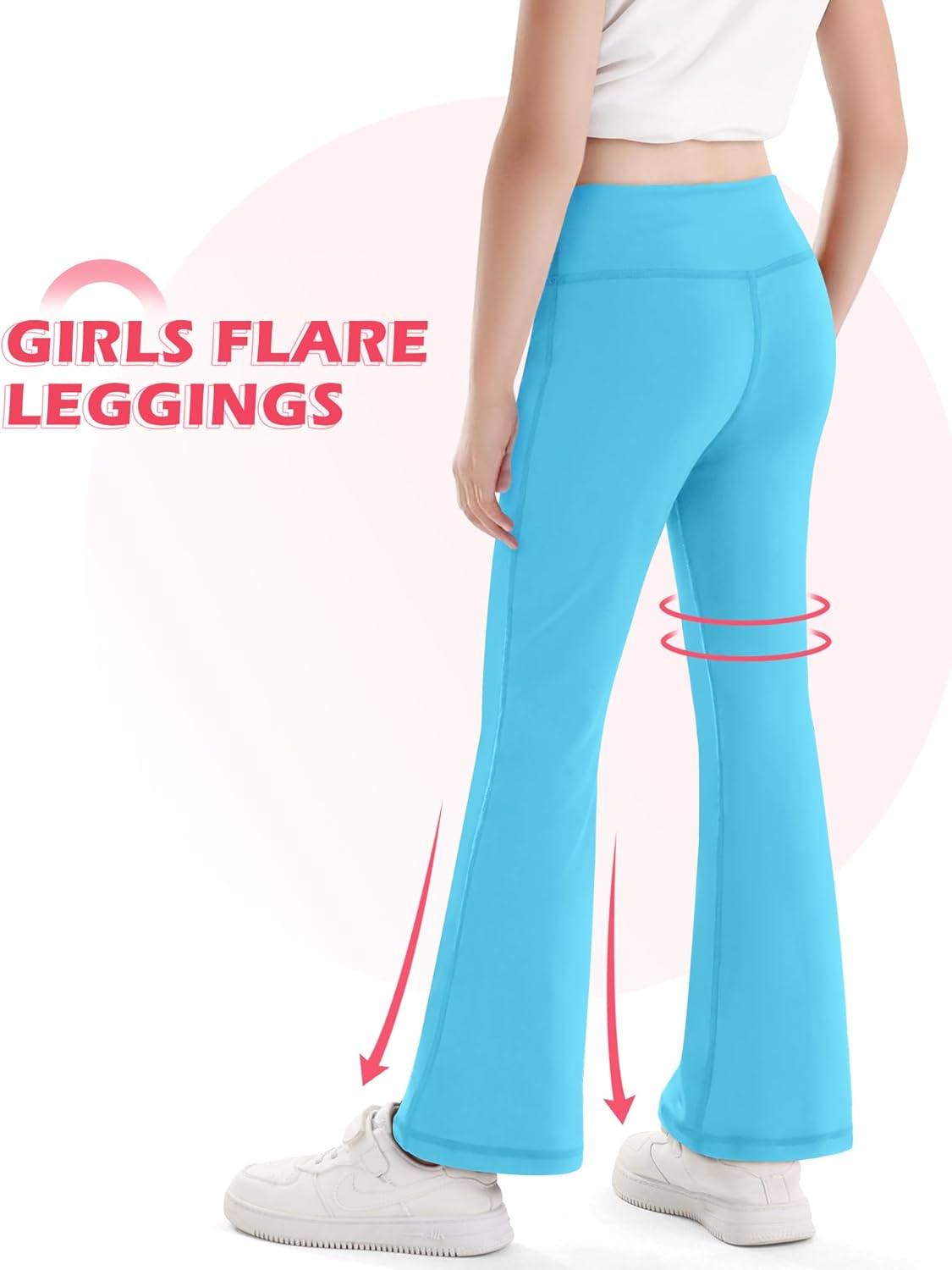 Girl's Leggings Flare Pants Cross High Waisted Yoga Bootcut Pants Toddler Kids Youth Full Length Bell Bottoms Legging - Image 3
