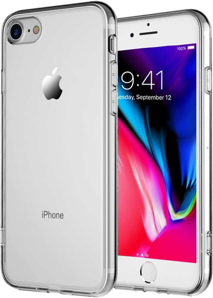 tekSonic iPhone 7, iPhone 8 Case, Crystal Clear Case [Shock Absorption] Cover Soft TPU Rubber Gel [Anti Scratch] Transparent Clear Back Case, Soft Silicone (Clear)
