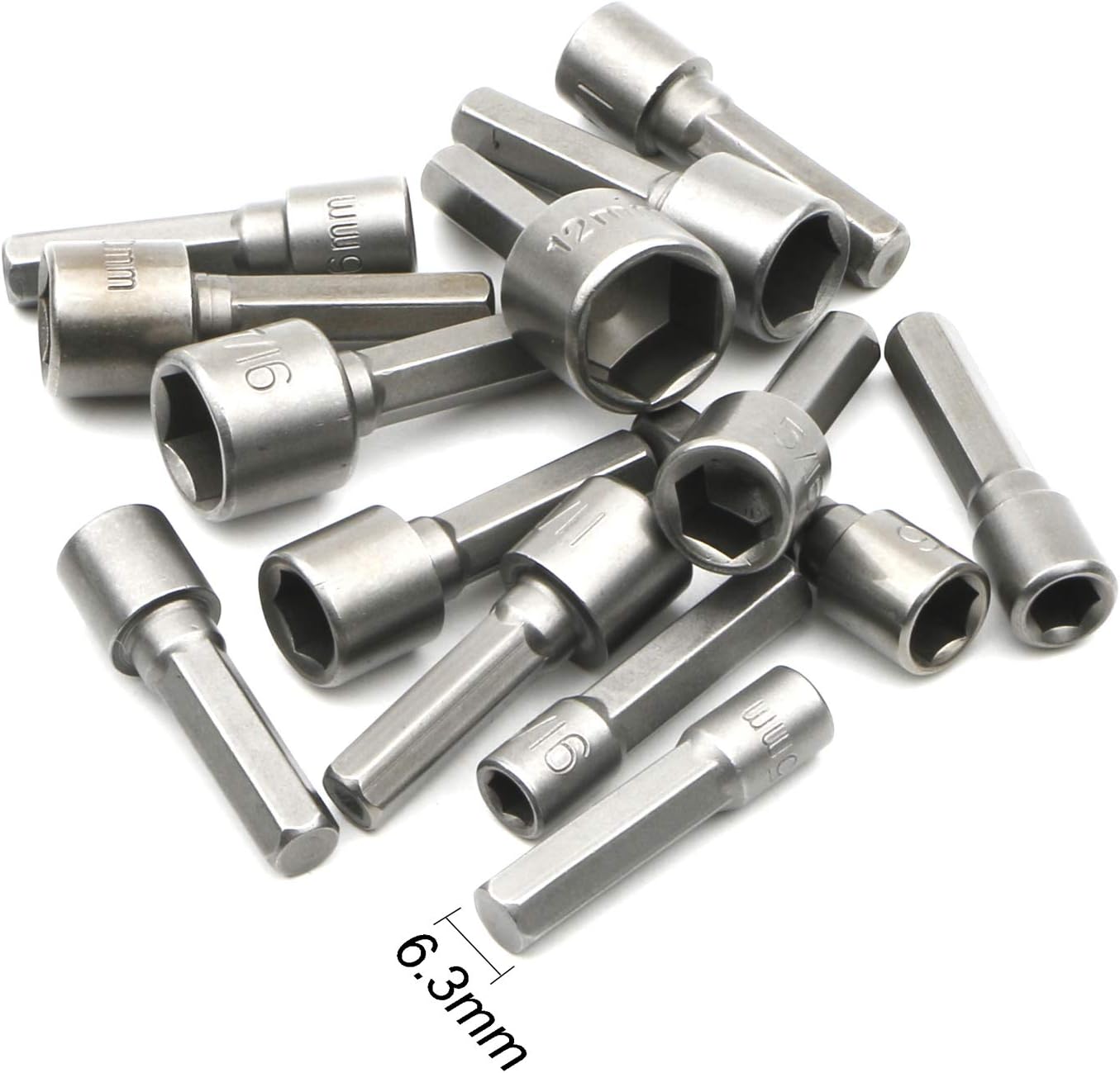 JIUWU 14pcs Set 6.35mm Driver Hex Power Nut Driver Drill Bit Set Metric Socket Wrench Bit Adapter Strong Pneumatic Screw Sleeve - - 