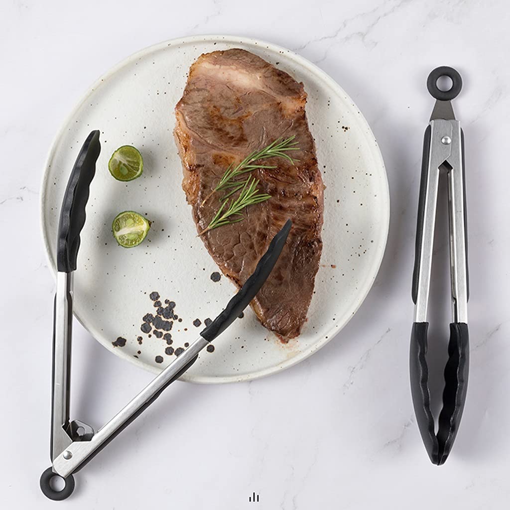 Pinzas de Silicona para cocinar ensaladas, Cocina, Servir, Acero Inoxidable, Barbacoa, Parrilla, Bloqueo de Alimentos, freír