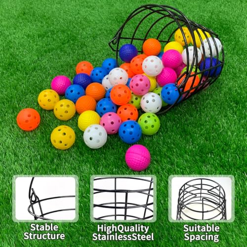 Cesta de golf de metal Crestgolf para 50 bolas contenedor resistente de almacenamiento 4