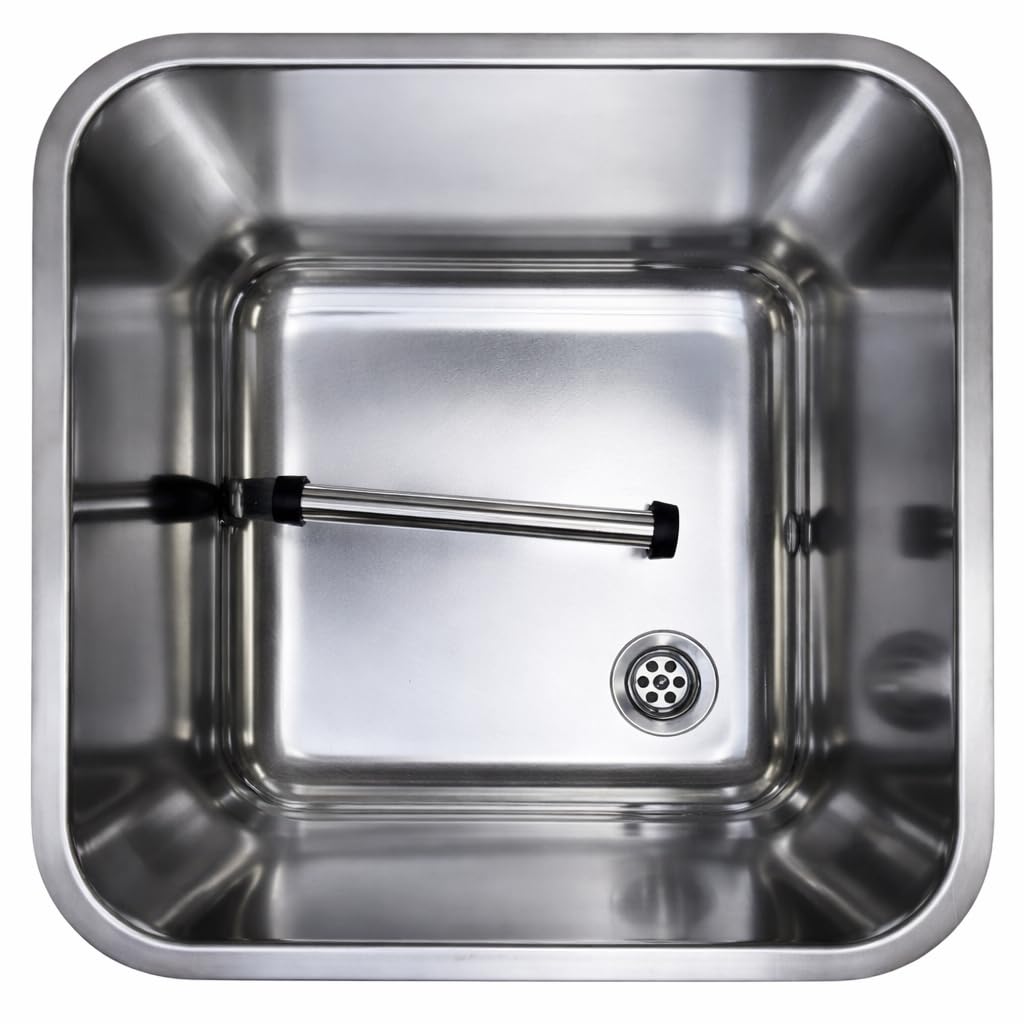 Gastro Spülbecken aus Edelstahl 40x40x30cm mit Ablaufventil & Standrohr