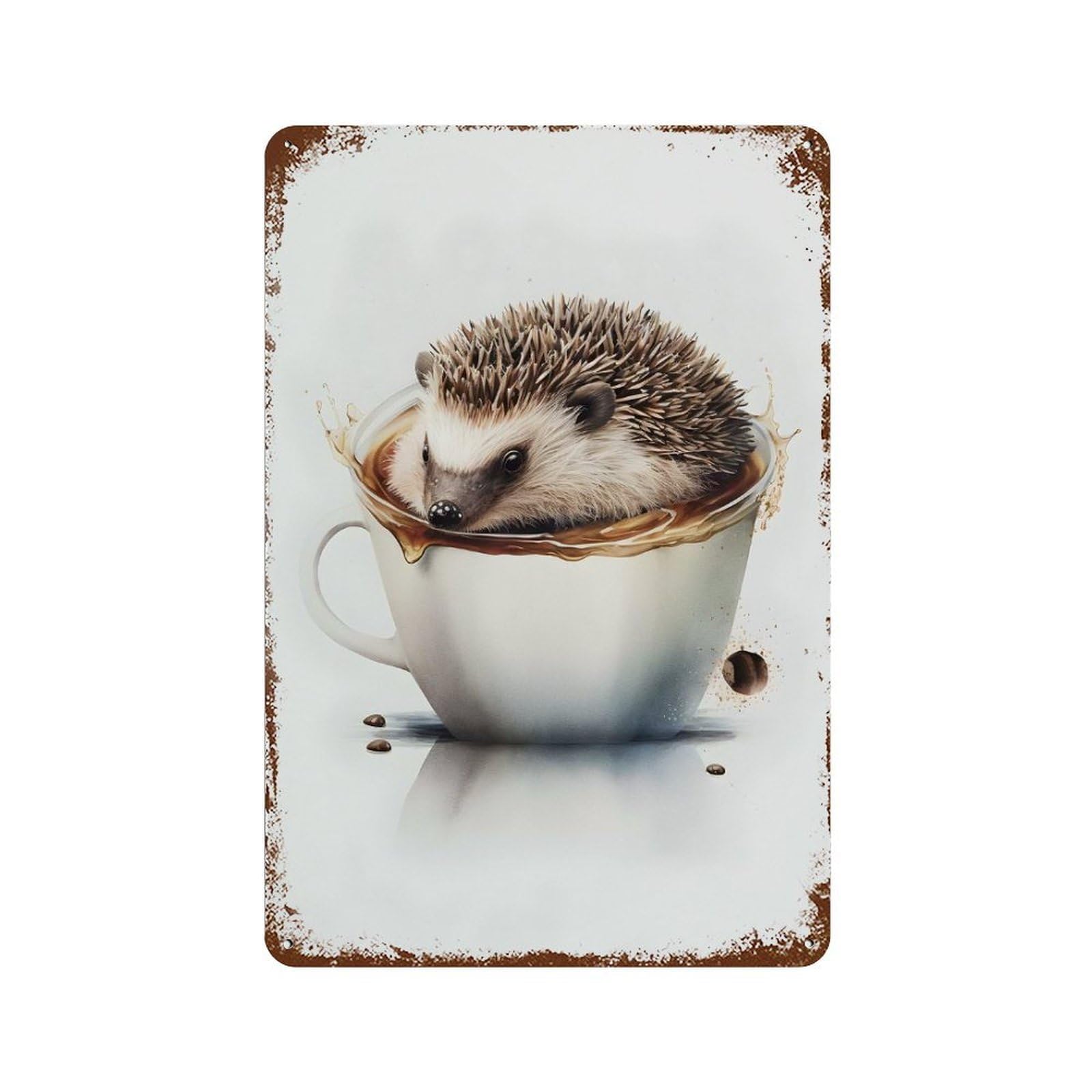 HEDGEHOG Rusty Metal Tin Sign 11.8"x7.9", Old School Wall Decor for Garage, Pub Or Kitchen
