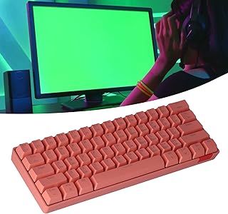 Bewinner Wireless Gaming Keyboard, BT5.0 PC Gaming Keyboard with 12 Backlit Colors, Wireless Mechanical Keyboard with USB Cable, PBT 61 Keys Keyboard for Gaming, Computer, Laptop (pink