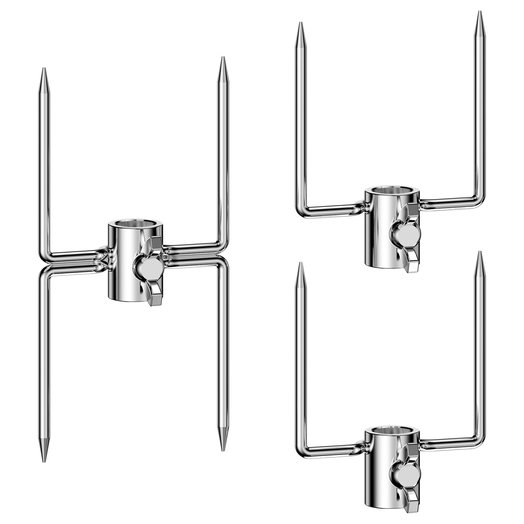 onlyfire BBQ Fork para Pinchos de Barbacoa, Contiene Pinza Doble y 2 Pinzas para Carne, Chicken Skewer Kit, Grill Roasting Fork para Palos de Brocheta Hexagonales de 12MM, Cuadrados de 10MM y 8MM