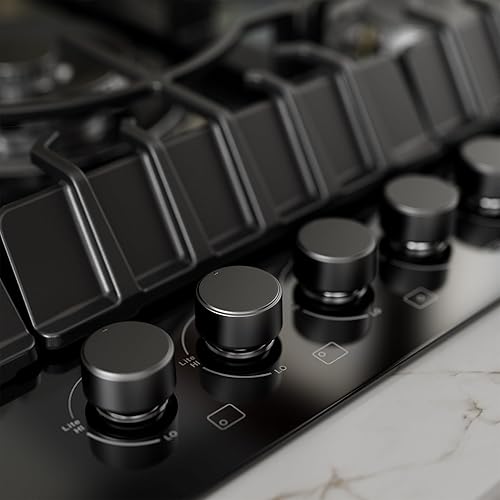 Miniatura 4 de Empava Placa de cocina de 36 pulgadas con 5 quemadores sellados Italia Sabaf de vidrio templado convertible NG/LPG en negro modelo 2025, gas 36