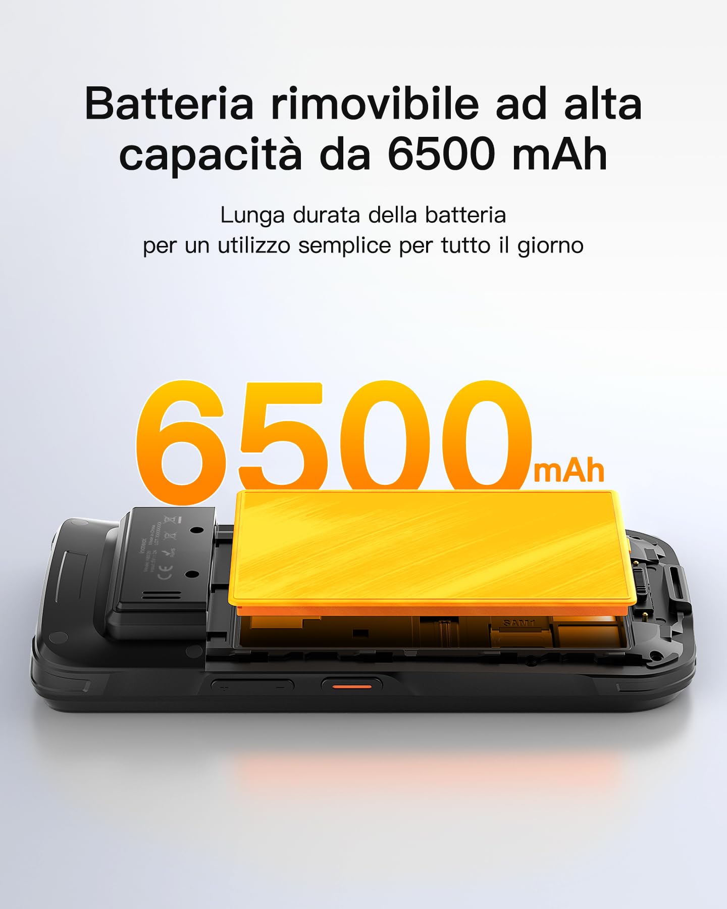 Inateck Android 12 Scanner di Codici a Barre PDA, Schermo Touch 6", Lettore 1D/2D con Impugnatura, Bluetooth, IP66 6500mAh, Wi-Fi 6 e 4G, per Commercio, Magazzino, Logistica, Sanità