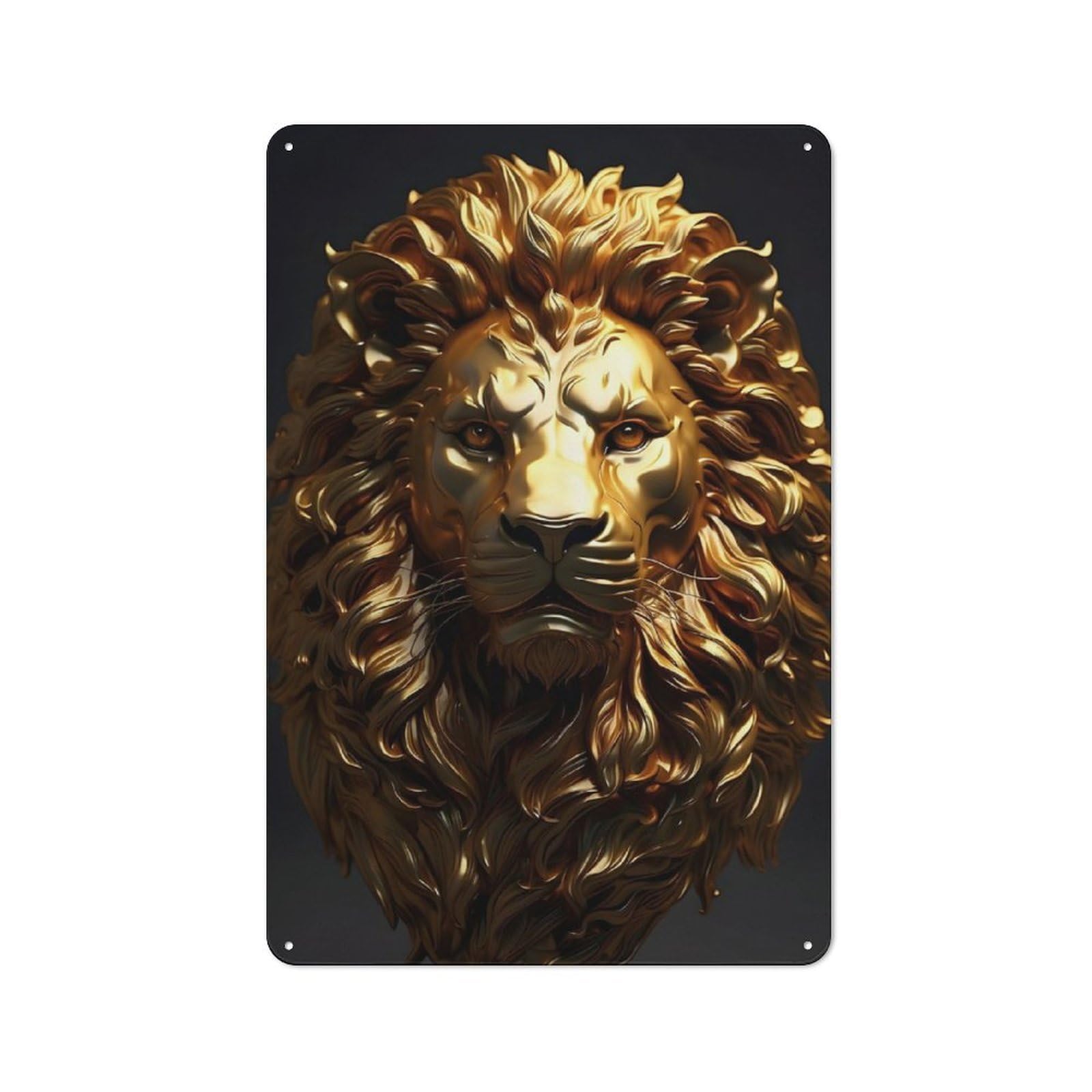 Game Room Gold Lion Head Tin Wall Sign, Wall Decor for Office, Study, Game Room Or Hobby Space, 30x20cm