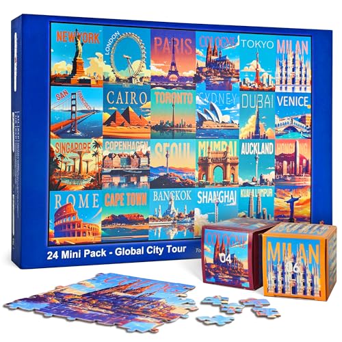 Weltstädte 24 Mini-Puzzle-Tageskalender 1000 Teile Adventskalender