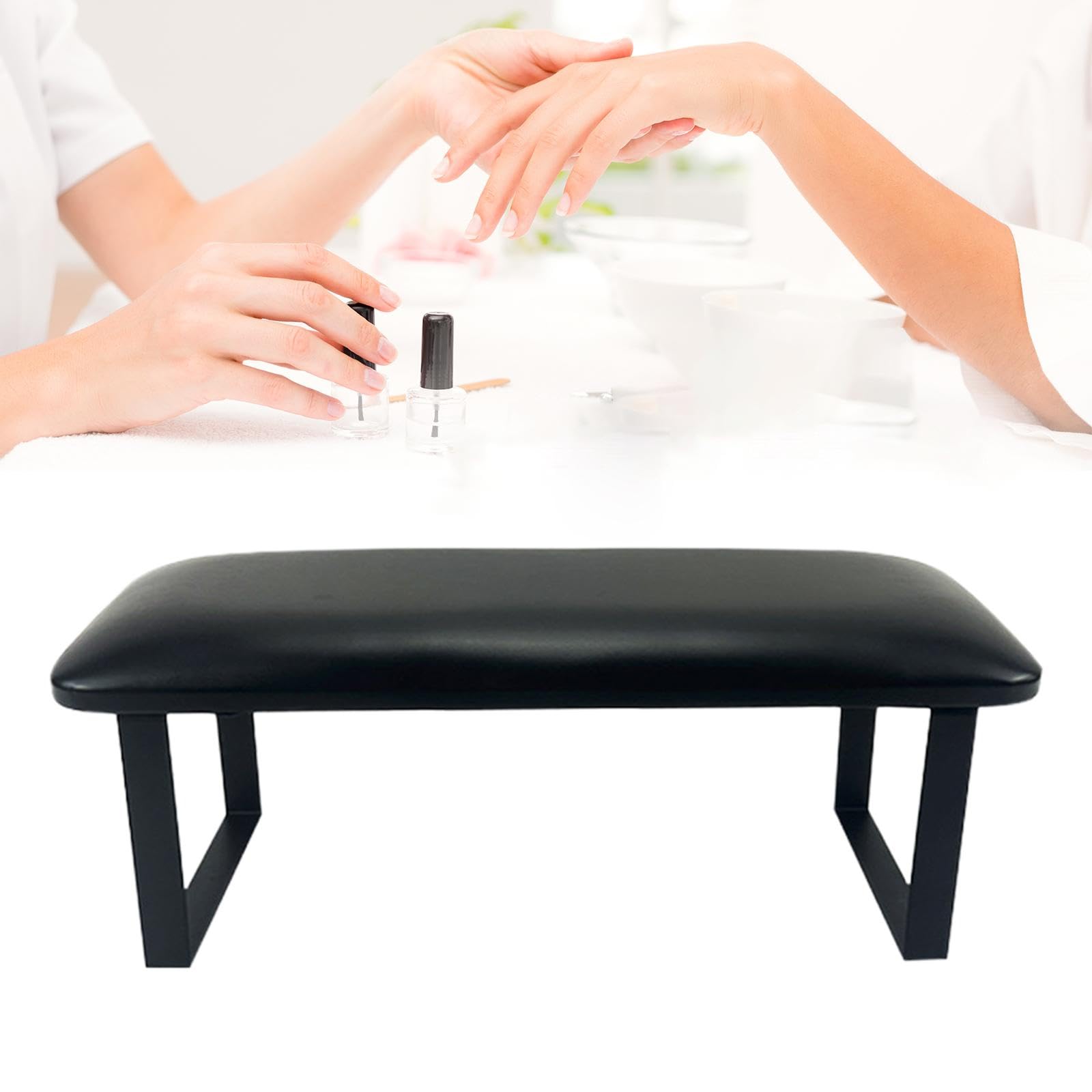 Sharplace Reposamanos para Manicura, Cojín para Uñas, Resistente Al Desgaste, Resistente Al Agua, Soporte Profesional para Reposamanos para Salón de Manicura en, Negro