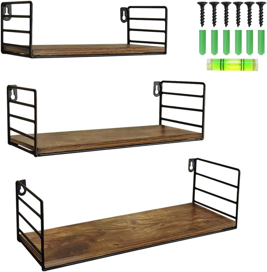Floating Wall Shelf Set of 3 Storage Organizer for Shower Bathroom Bedroom Bedside Living Room Kitchen Hanging Wall Mount Shelves