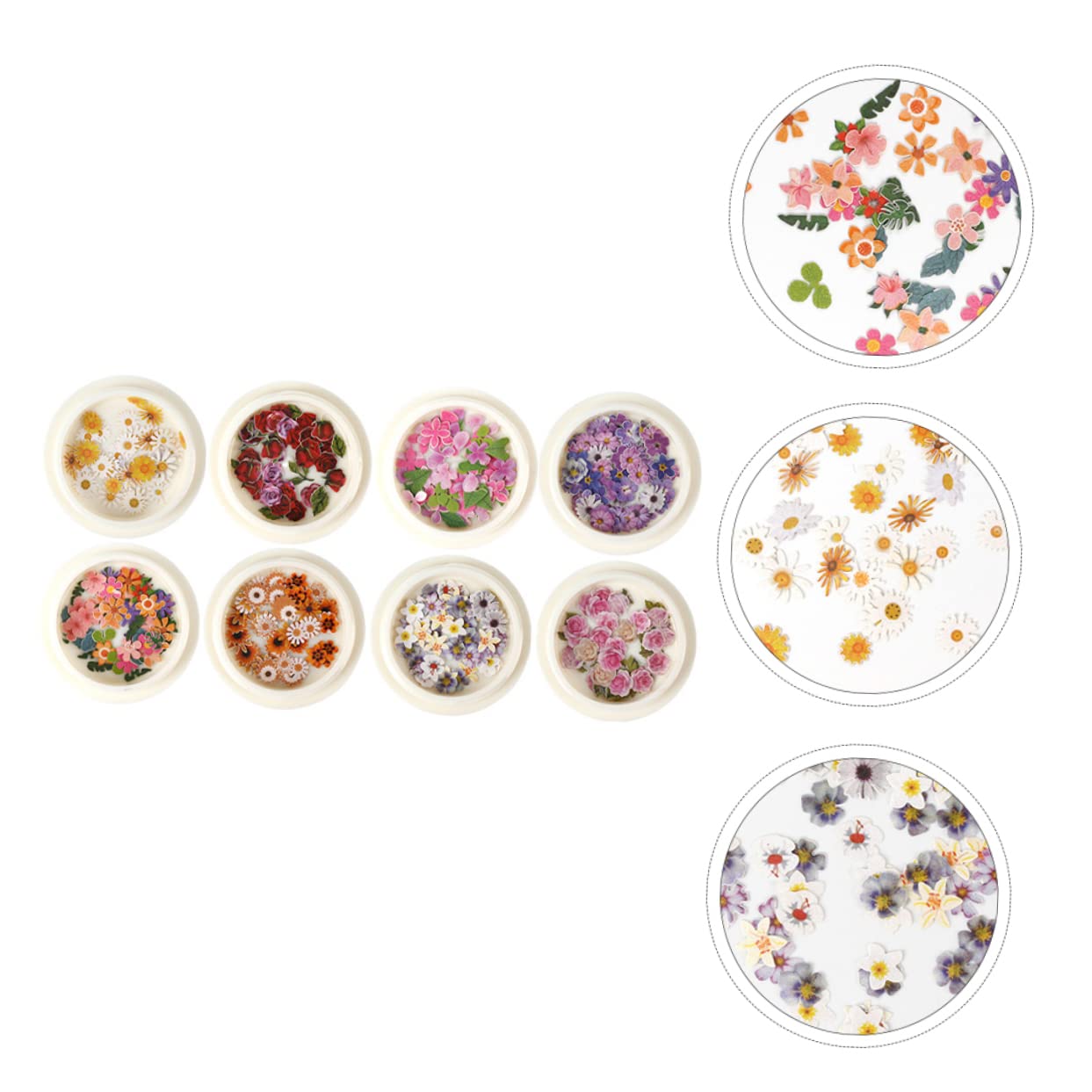 3 Set Sticker Unghie Fiori Secchi Per Decorazioni Manicure Diy Adesivi Autoadesivi Per Nail Art Facili Usare Per Appassionati E Professionisti 8 Scatole*3