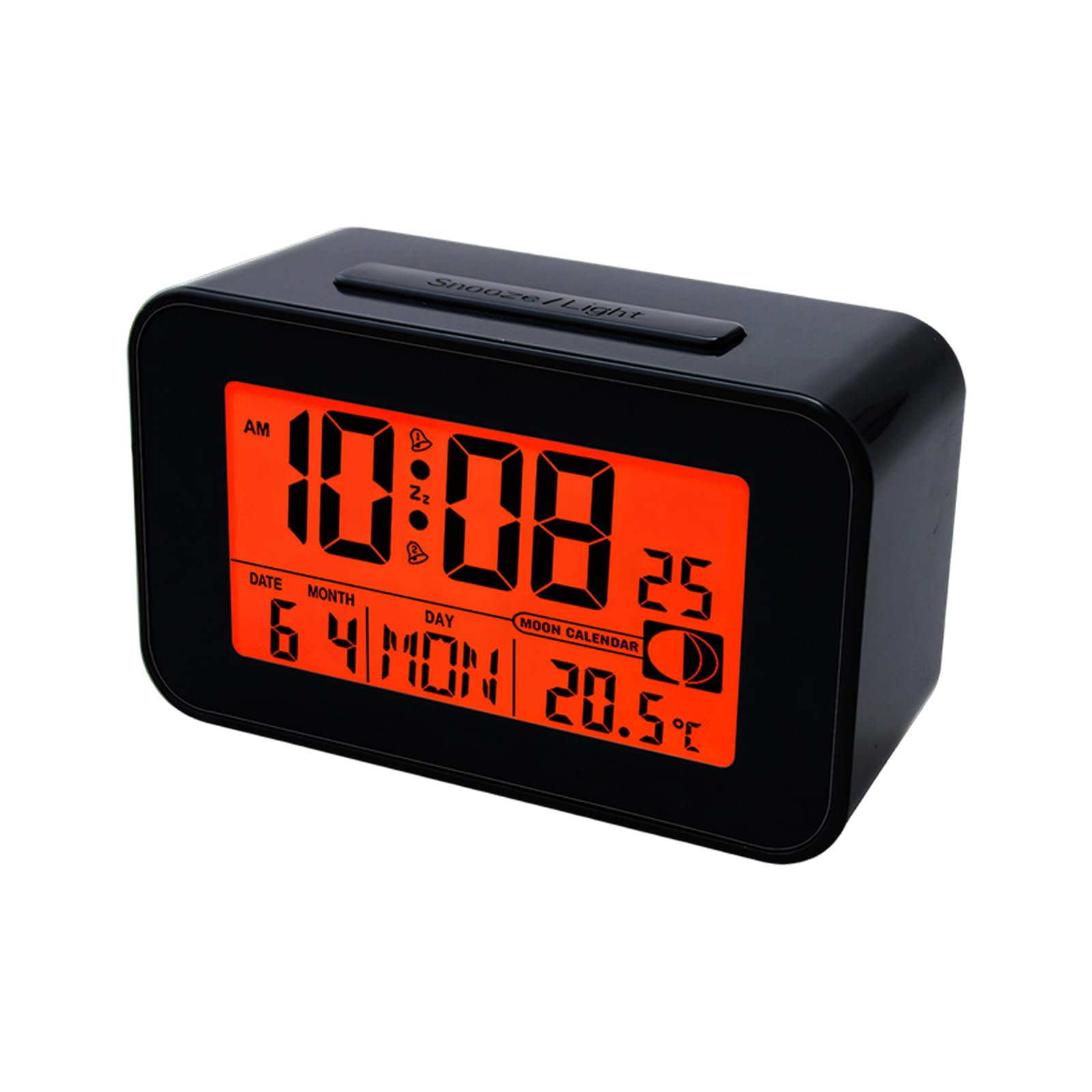 Nvoqilin Black Modern Digital Alarm Clock With Bright Backlights Calendar Temperature Display And Multiple Alarms For Home Offices Use Nearby Alarm Clock With Lighting